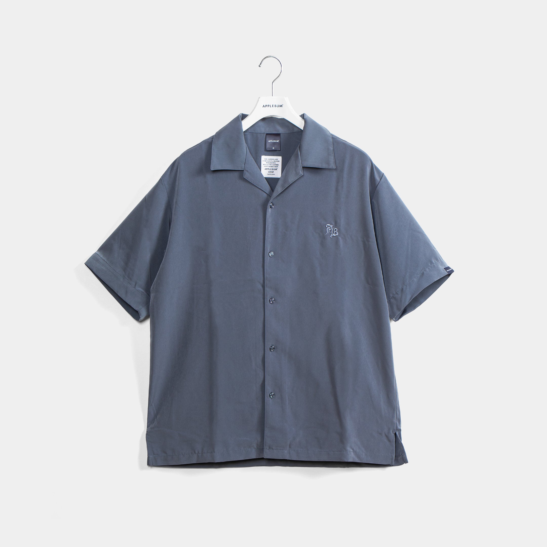 Silky Open Collar Shirt [Stone Blue] / 2410210 – APPLEBUM