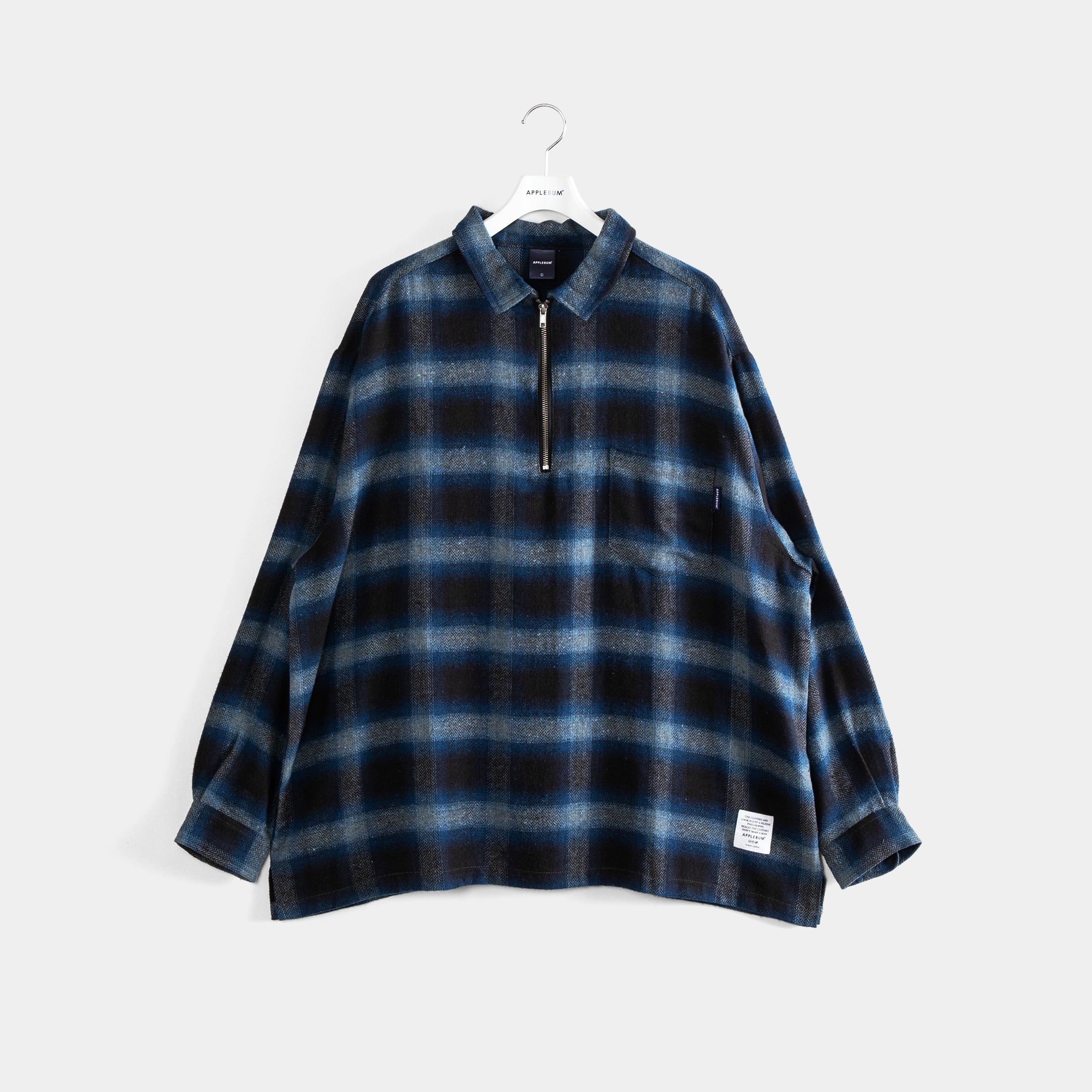 L/S Half Zip Nel Shirt [Blue] / 2320202 – APPLEBUM