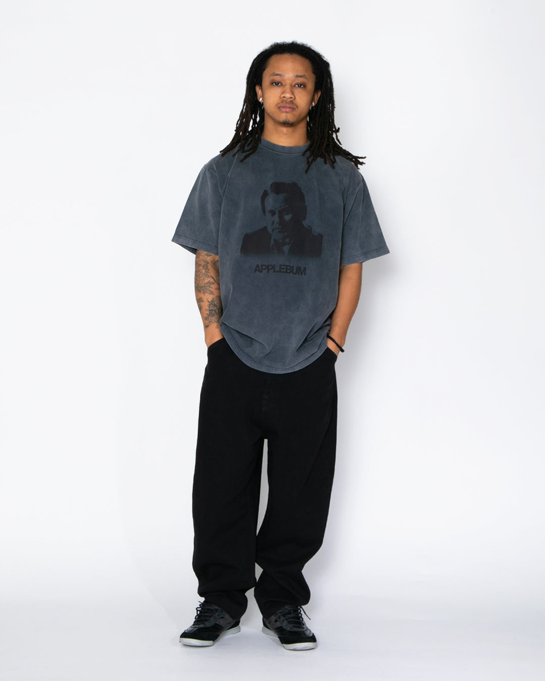 “Selena” Wide Tapered Denim Pants (Black) / 2520801B