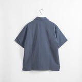 Silky Open Collar Shirt [Stone Blue] / 2410210