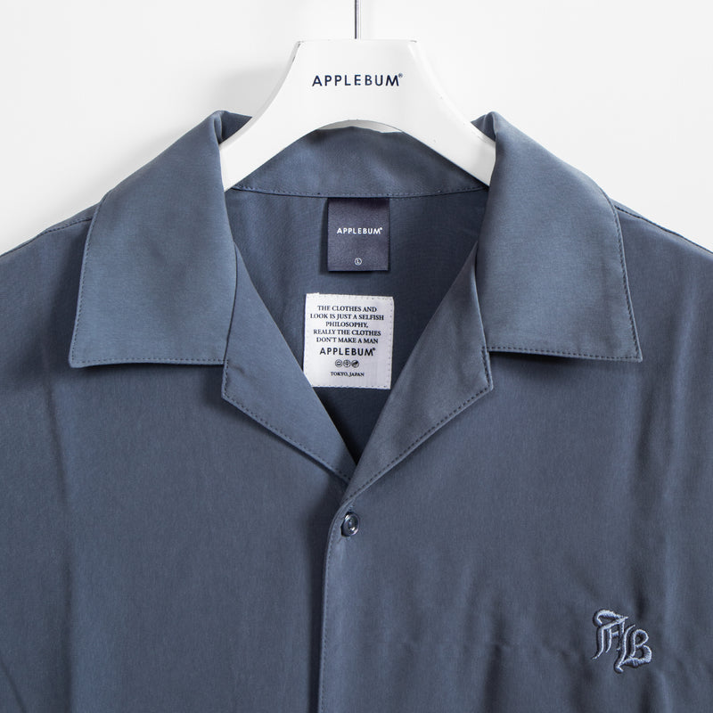 Silky Open Collar Shirt [Stone Blue] / 2410210