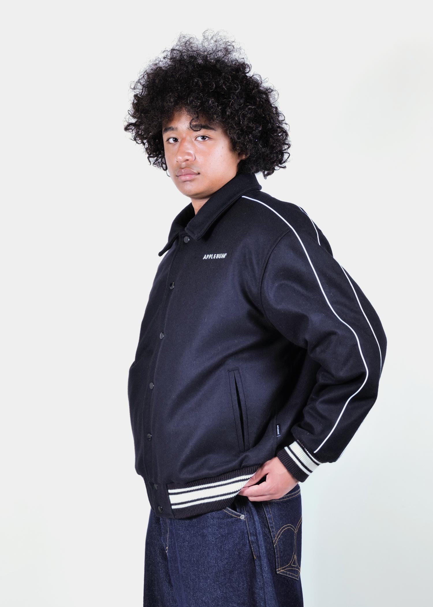Collared Melton Stadium Jacket / 2520604