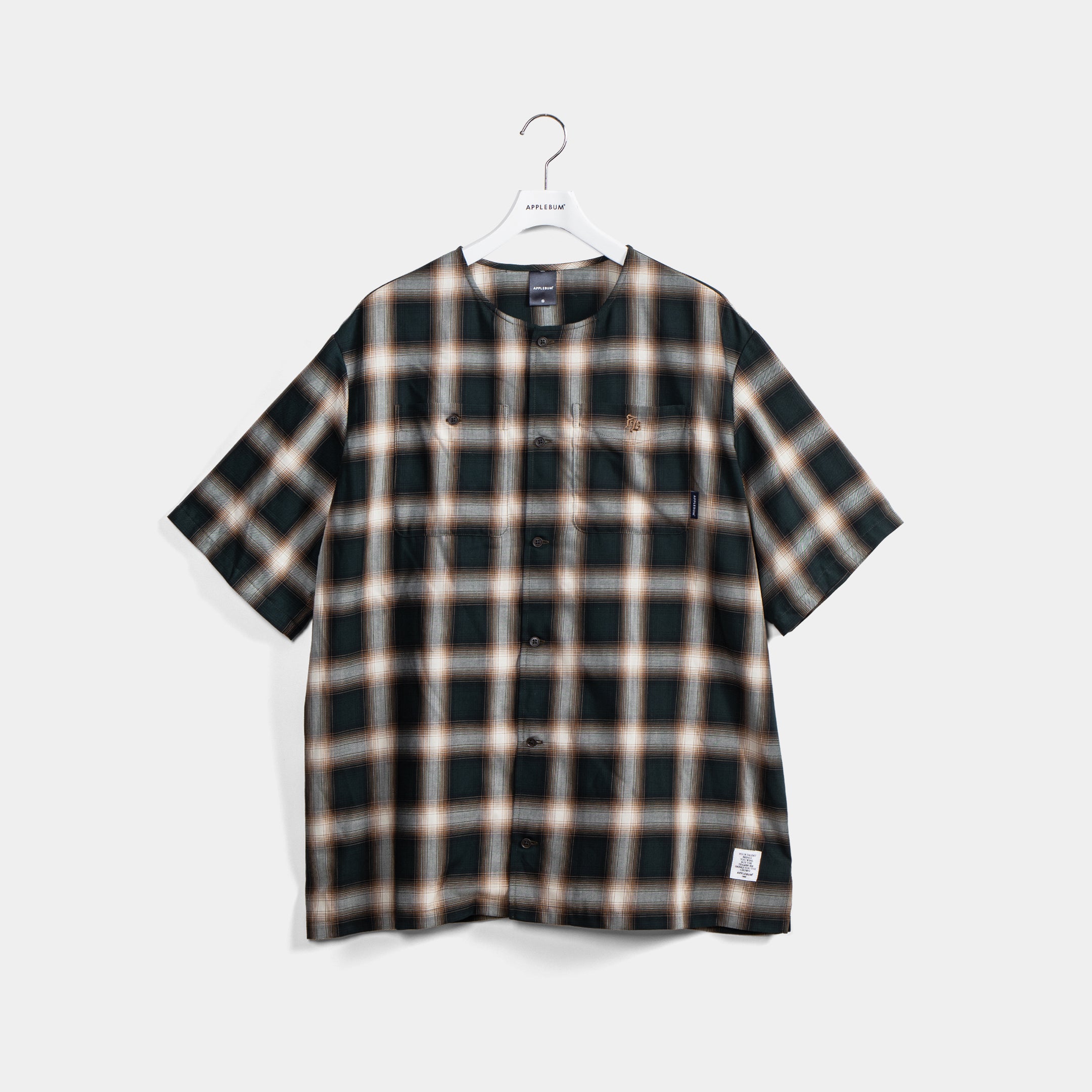 Hombre Check Collarless Shirt / 2410211