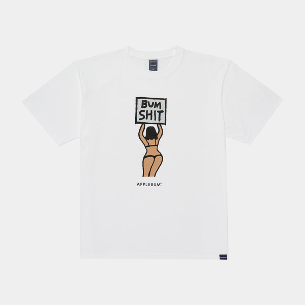 "BUM SHIT" T-shirt 6.2oz [White] / HS2411102