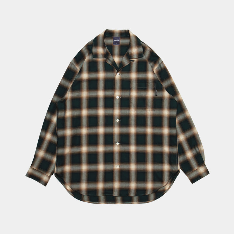 Ombre Check L/S Aloha Shirt [Green/Brown] / 2420204