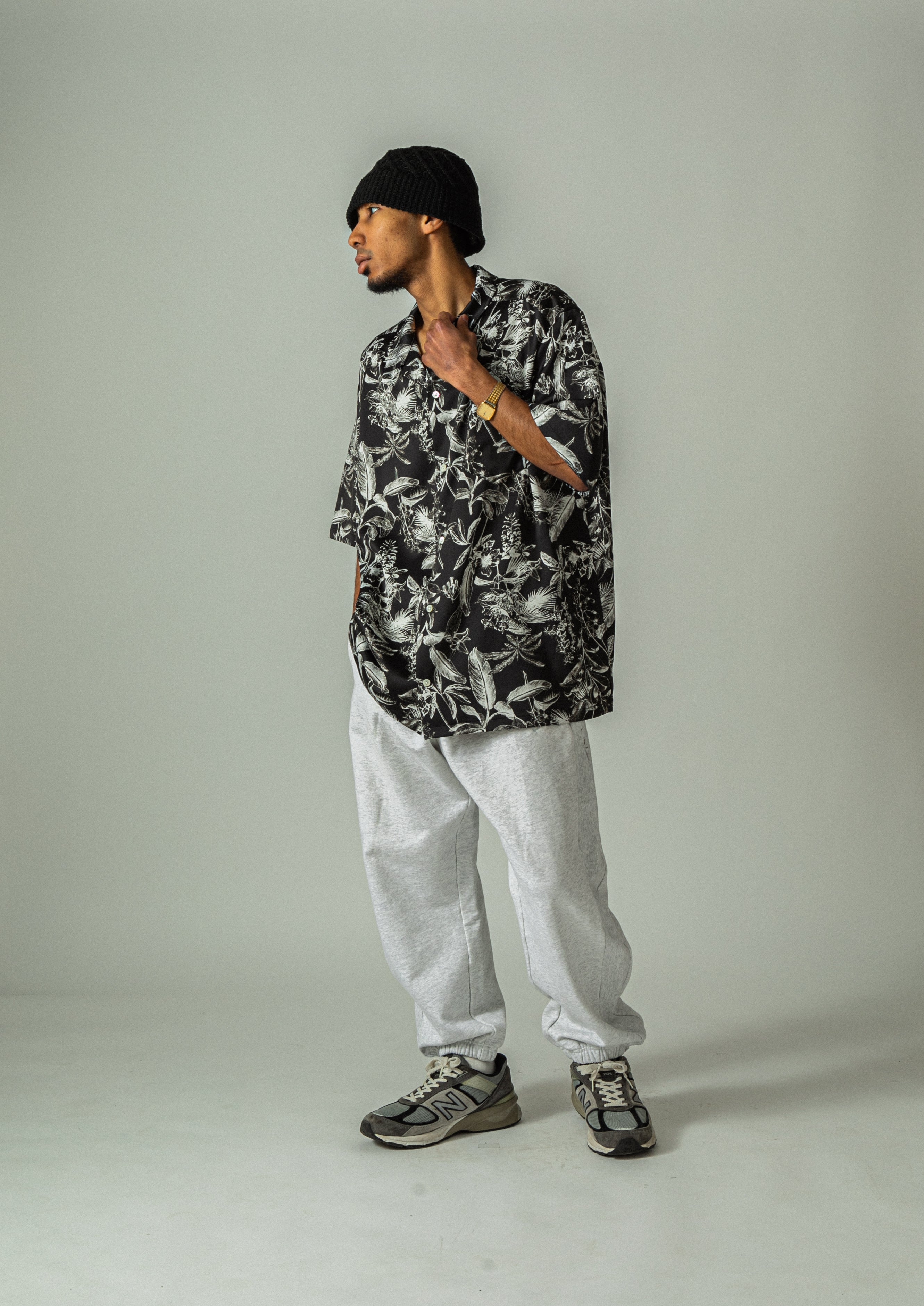 "Botanical" Aloha Shirt [Black] / 2410208