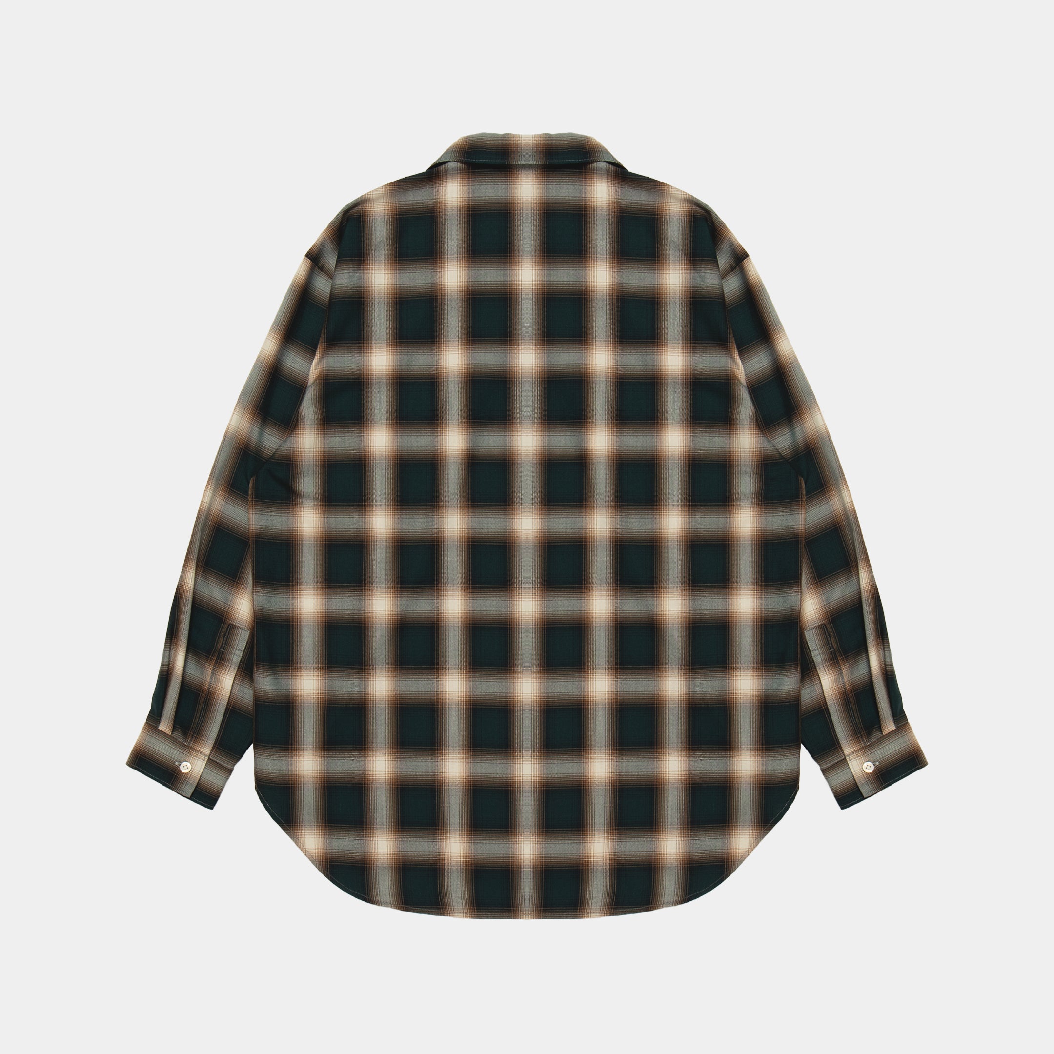 Ombre Check L/S Aloha Shirt [Green/Brown] / 2420204