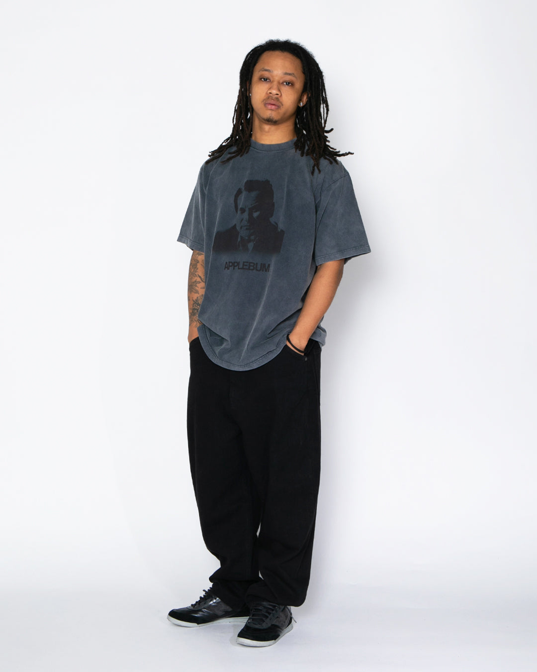 “Selena” Wide Tapered Denim Pants (Black) / 2520801B