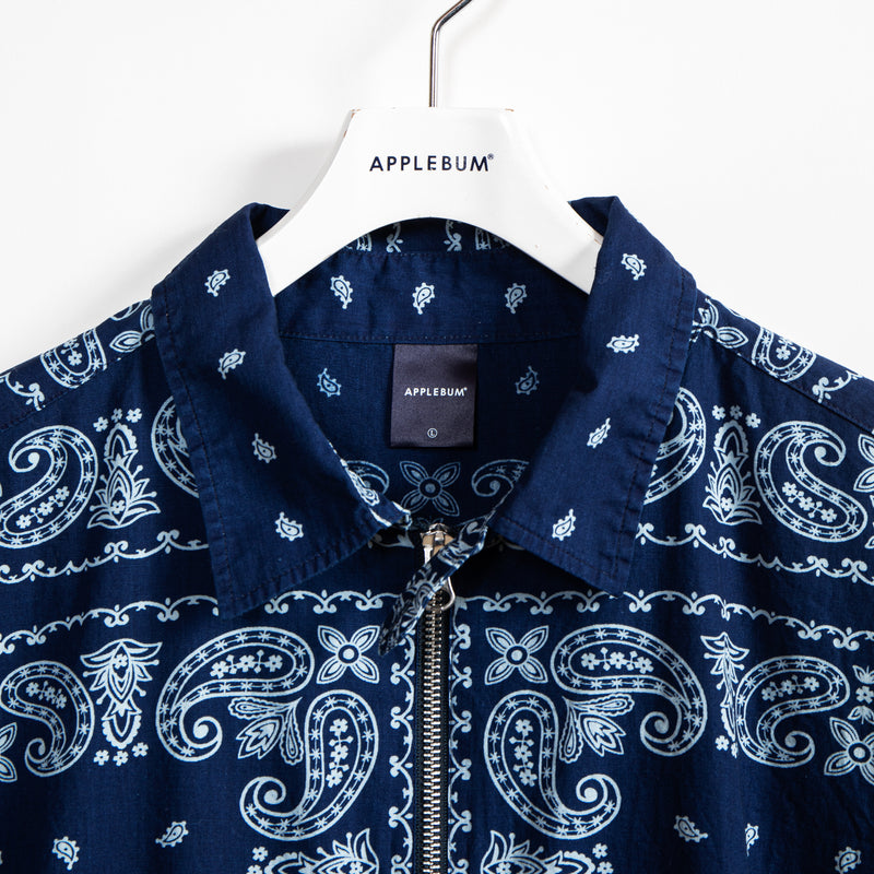 Indigo Paisley Zip Up Shirt Jacket / 2410606