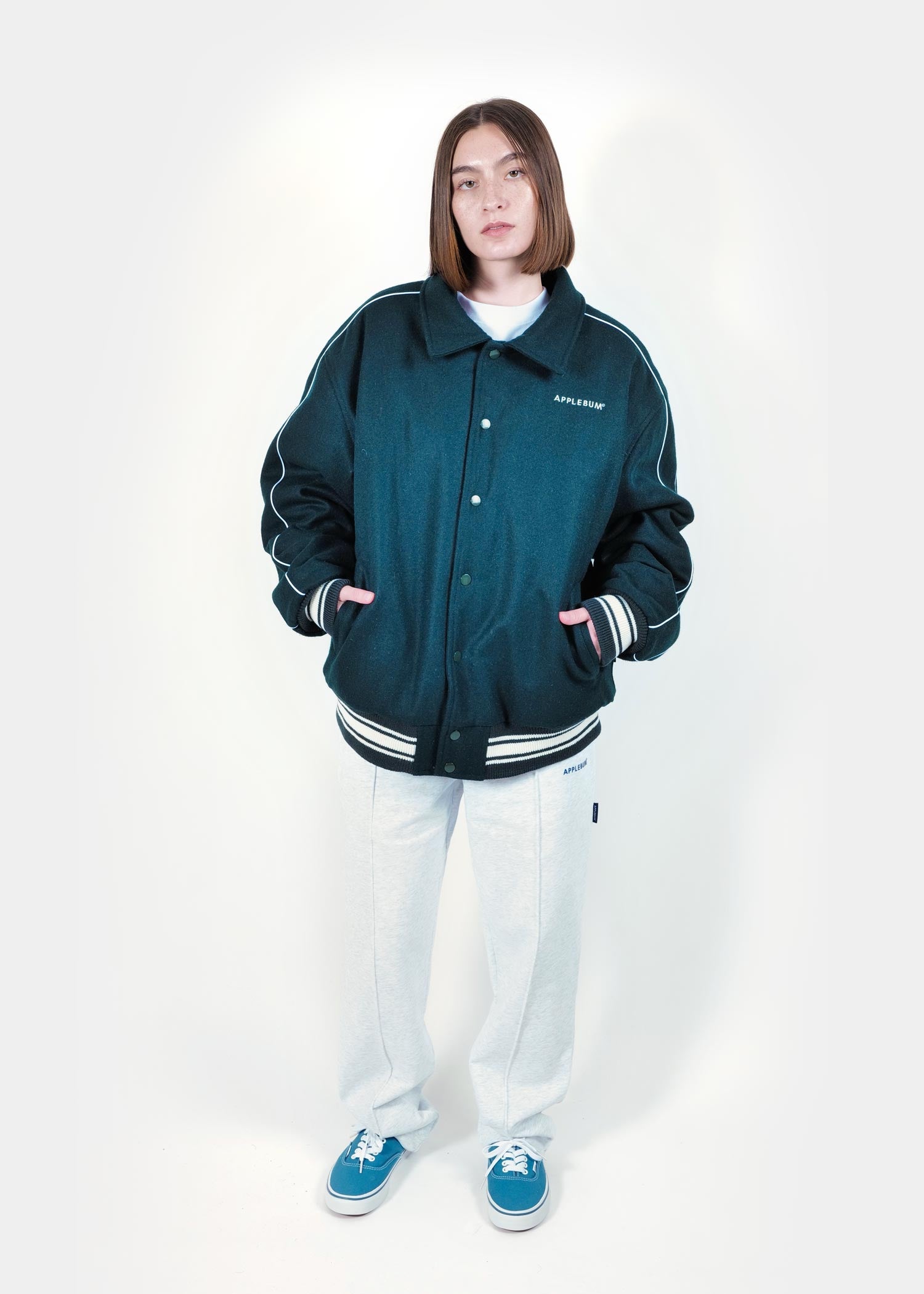 Collared Melton Stadium Jacket / 2520604