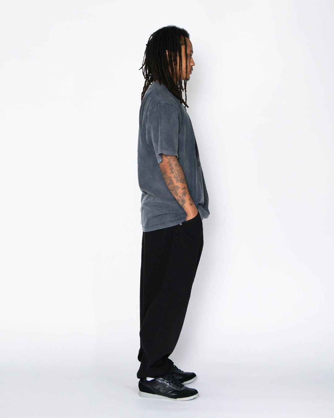 “Selena” Wide Tapered Denim Pants (Black) / 2520801B