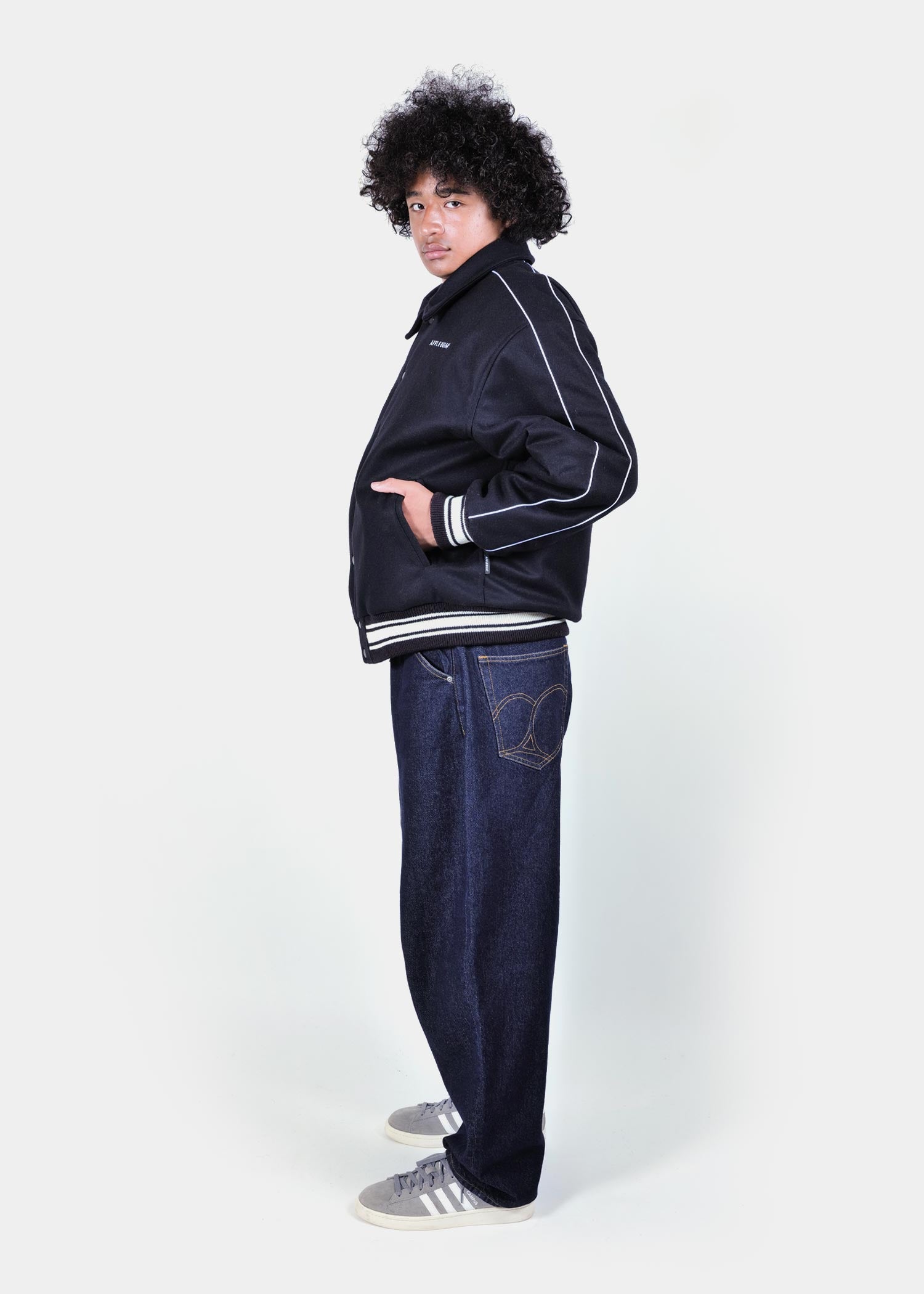 Scheduled for release in October] Collared Melton Stadium Jacket / 25