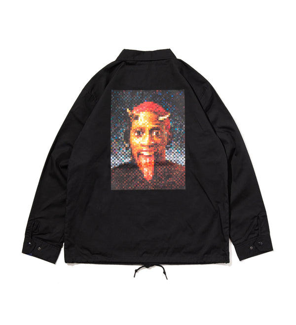 【Limited Color】 "Work of Mosaic Art(濱口健)" Coach Jacket [Black/Red Head] / WH2210601