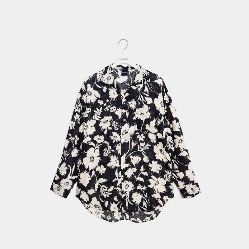 Botanical Linen L/S Aloha Shirt [Black] / 2310209