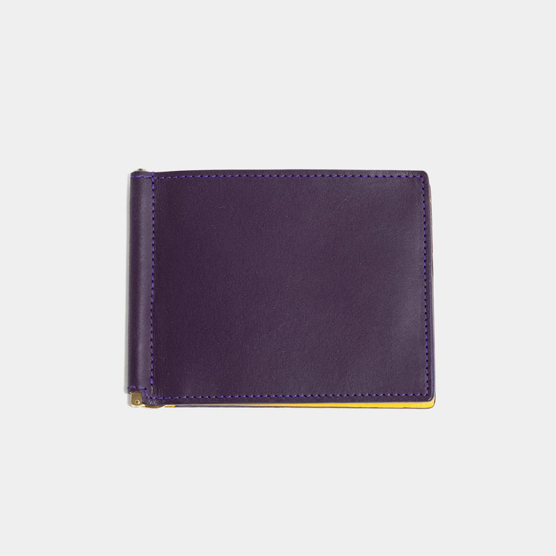 Leather Money Clip Wallet [Purple/Yellow] / 2311006
