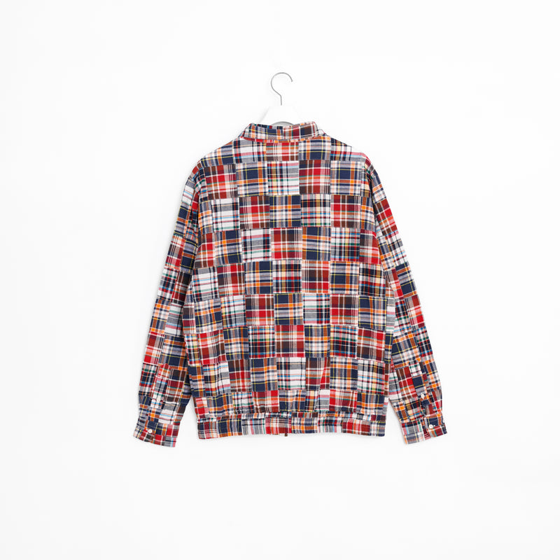 Madras Patchwork Zip Up Shirt Jacket [Red] / 2310211